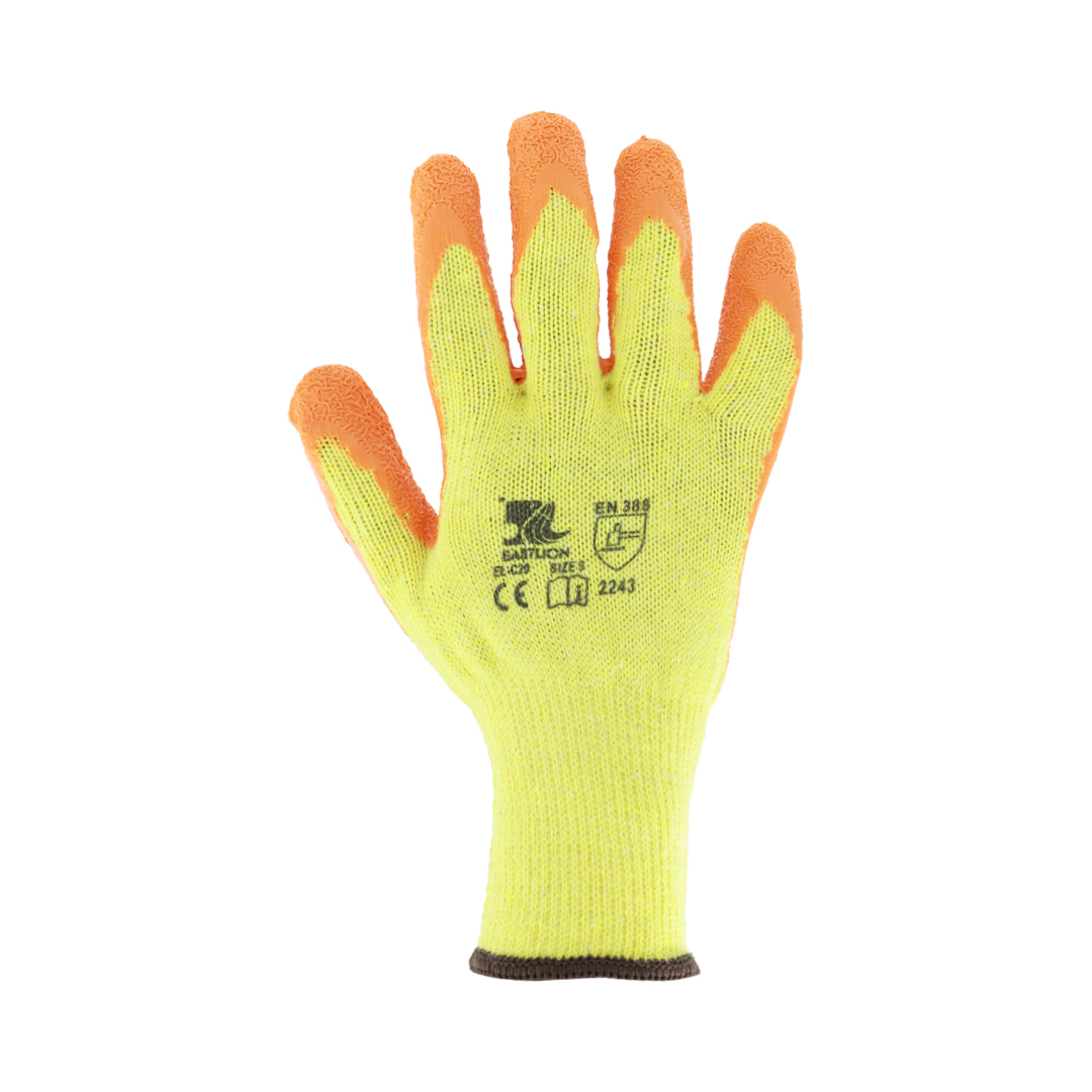 Gloves yellow poly cotton Latex C20 2